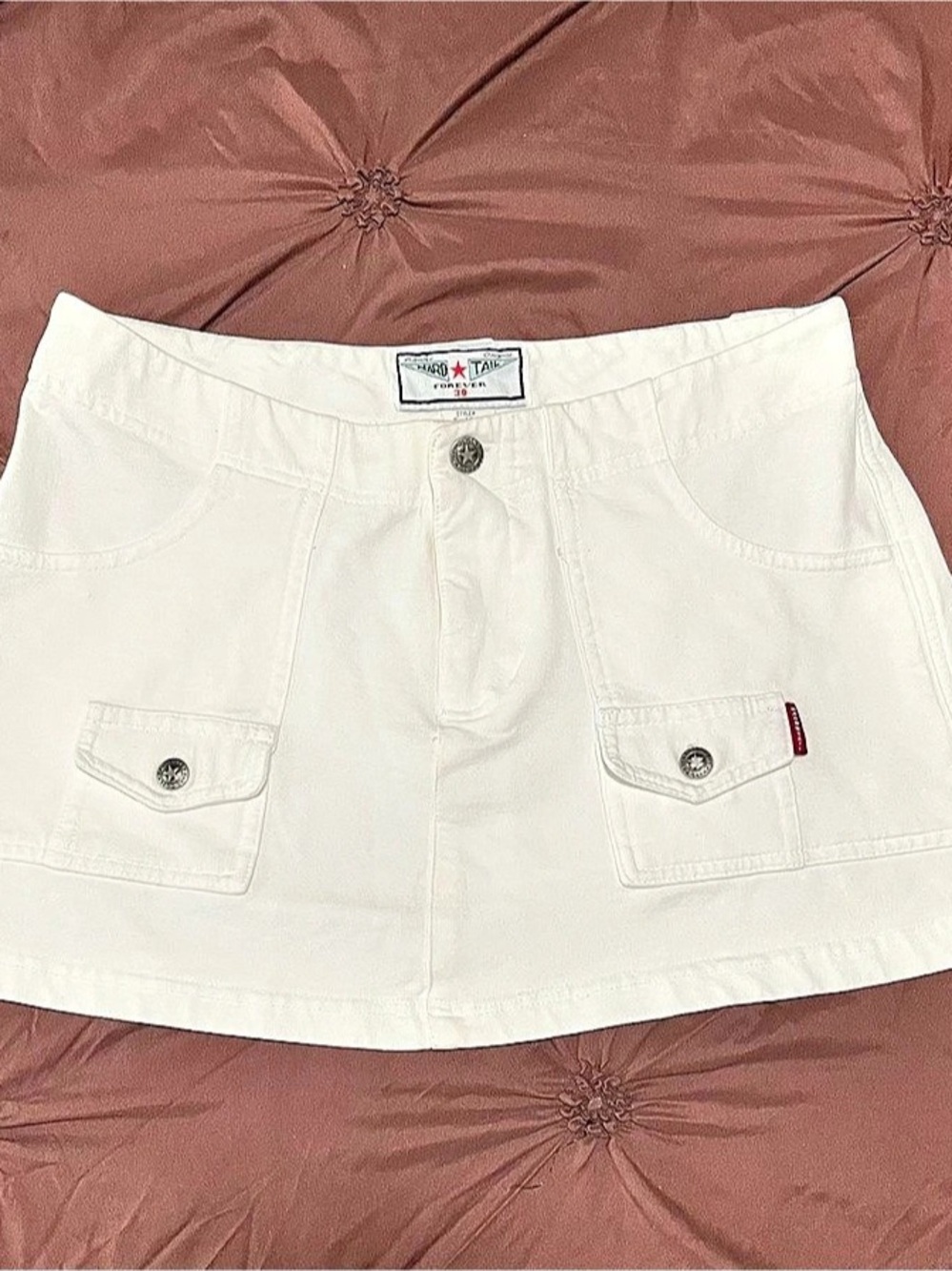 Hard Tail White Cargo Mini Skirt Waist 30